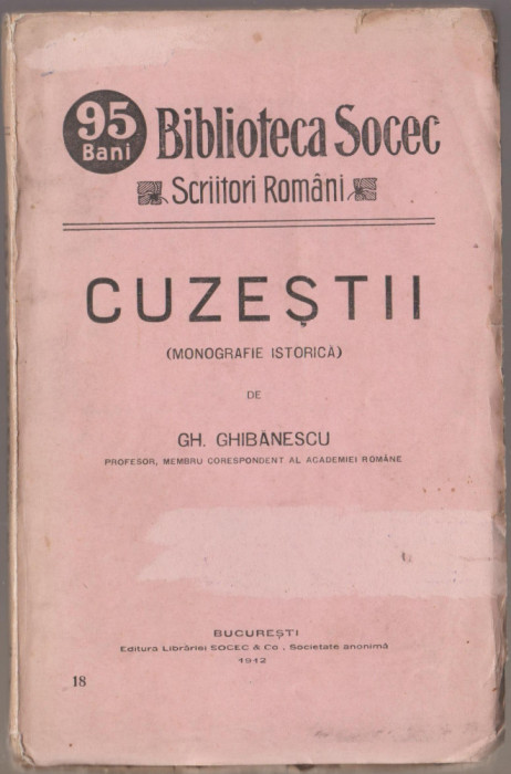 Gh. Ghibanescu - Cuzestii. Monografie istorica