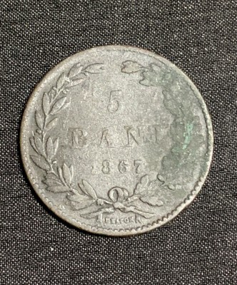 Moneda 5 bani 1867 Heaton foto