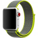 Cumpara ieftin Curea iUni compatibila cu Apple Watch 1/2/3/4/5/6/7, 40mm, Nylon Sport, Woven Strap, Grey/Electric Green