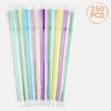 Paie reutilizabile flexibile din plastic, multicolore, 250 buc, 230 mm, ambalate individual, CMCLASS