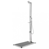 vidaXL Duș de grădină cu bază gri, 225 cm, oțel inoxidabil