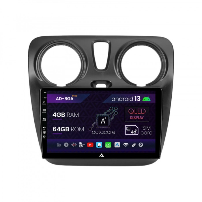 Navigatie Dacia Dokker Lodgy, Android 13, A-Octacore 4GB RAM + 64GB ROM, 9 Inch - AD-BGA9004+AD-BGRKIT376V2