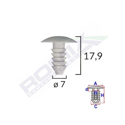 CLIPS TAPITERIE PENTRU FIAT 7X17.9MM - GRI SET 10 BUC 61840 foto