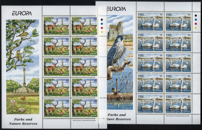 IRLANDA 1999-1FAUNA--EUROPA-2 blocuri cu 10 timbre nestampilate foto