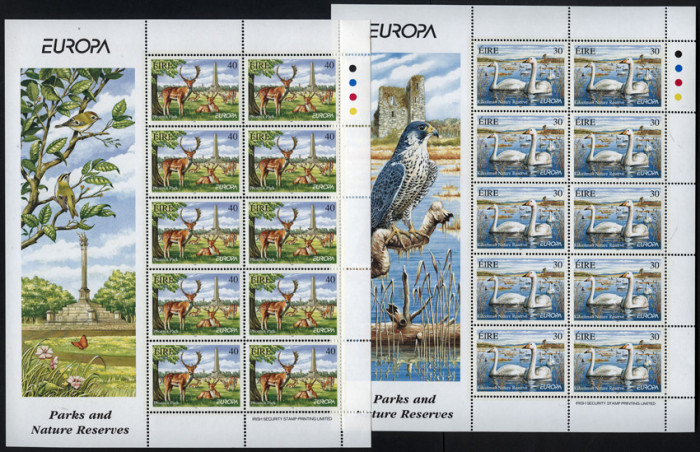 IRLANDA 1999-1FAUNA--EUROPA-2 blocuri cu 10 timbre nestampilate