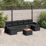Cumpara ieftin Gossi set mobilier de gradina cu perne, 8 piese, negru, poliratan
