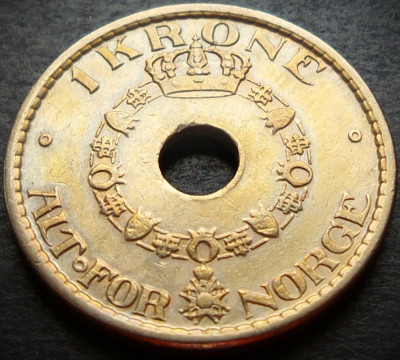 Moneda istorica 1 COROANA - NORVEGIA, anul 1949 * cod 3332 foto