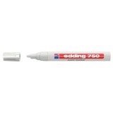 Marker permanent Edding 750, cu vopsea, corp metalic, varf rotund, 2-4 mm, alb