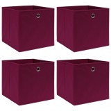 Gossi cutii depozitare, 4 buc., rosu inchis, 32x32x32 cm, textil