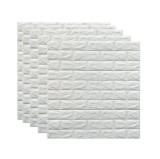 Cumpara ieftin Set 5 x Tapet autocolant FOXMAG24, suprafata acoperita de 3.5 metri patrati, design caramida 3D, rezistent la apa, alb, 70 cm x 77 cm