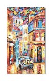Cumpara ieftin Tablou pictat manual, Peisaj citadin, masina de epoca, 90x50cm ulei pe panza in cutit efect 3D