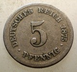 Moneda Germania 5 Pfennig 1875 J, KM#3, Cupru-Nichel