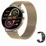 Ceas Smartwatch DAMAR, Ecran IPS LCD, Android/iOS, Bluetooth 5.1 HD, Curea metalica /Silicon neagra, Elegant/Sport, Memento apeluri primite, Notificar
