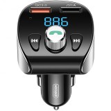 Modulator FM Bluetooth Joyroom R-CL02, cu buton Apel si 2 x USB, Negru