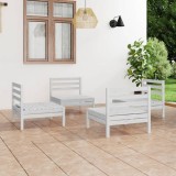 vidaXL Set mobilier de grădină, 4 piese, alb, lemn masiv de pin 3082403