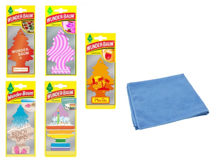 Set 5 braduti odorizant Wunder-Baum Mix Arome si Laveta Microfibra 30x40cm
