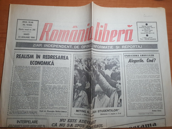 romania libera 23 ianuarie 1990-mitingul ligii studentilor,mircea angelescu