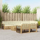 vidaXL Set de canapele de exterior 9 pcs Alb și crem Poliester 3390735