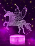 LOSUN Unicorn l&acirc;ngă lampă 3D iluzie optică lumină de noapte, 16 culori schimb&acirc;nd, Oem