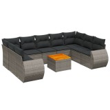 Cumpara ieftin Set mobilier de gradina cu perne, 10 piese, gri, poliratan