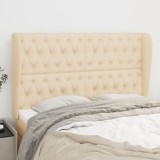 VidaXL Tăblie de pat cu aripioare, crem, 163x23x118/128 cm, textil