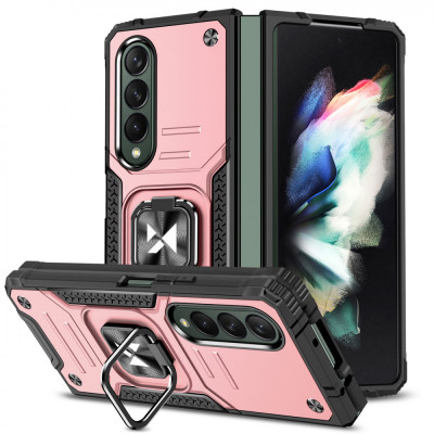 Husa Wozinsky Ring Armor Pentru Samsung Galaxy Z Fold 4 Husa Blindata Suport Magnetic Inel Aur Roz 9145576265697 foto