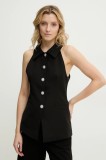 Answear Lab vesta culoarea negru, un singur rand de nasturi