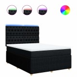 Cumpara ieftin Pat box spring cu saltea, negru, 140x200 cm, textil