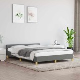Cadru Pat Textil Gri Inchis 140x200 cm vidaXL - Suport Saltea, Lamele Placaj, Design Modern