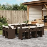 vidaXL Set mobilier de grădină cu perne, 11 piese, maro, poliratan 3211209