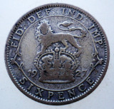 1.742 MAREA BRITANIE ANGLIA GEORGE V 6 SIX PENCE 1927 ARGINT