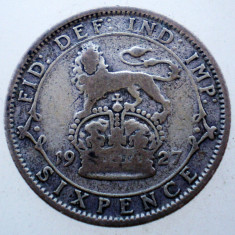 1.742 MAREA BRITANIE ANGLIA GEORGE V 6 SIX PENCE 1927 ARGINT