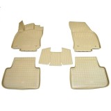 Covorase Auto Cauciuc Tip Tavita Bej ALM Vw Tiguan 2016-2023, Set 4 Bucati, Bordura Inalta