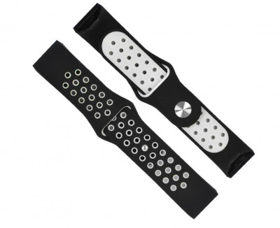 Curea Bratara sport Edman pentru Fitbit Charge 3 / 4, marimea L, Negru/Alb foto