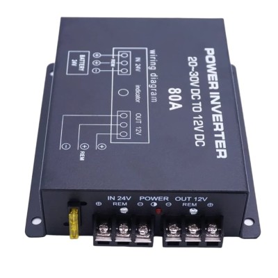 Convertor 24V in 12V 80A cu 2 Ventilatoare, Pentru Camioane, Auto, Tir, Utilaje, Protectie Suprasarcina, Rezistent la Apa si Socuri, Putere Continua 7 foto
