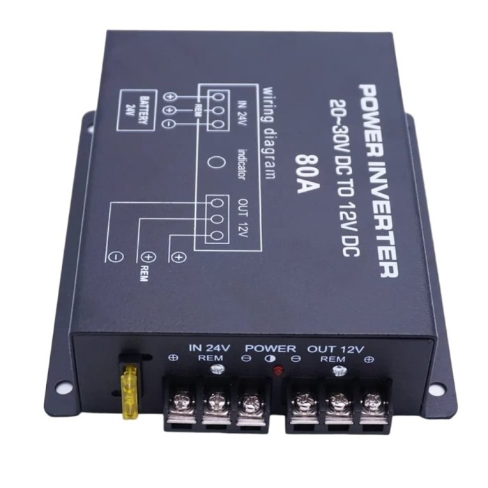 Convertor 24V in 12V 80A cu 2 Ventilatoare, Pentru Camioane, Auto, Tir, Utilaje, Protectie Suprasarcina, Rezistent la Apa si Socuri, Putere Continua 7