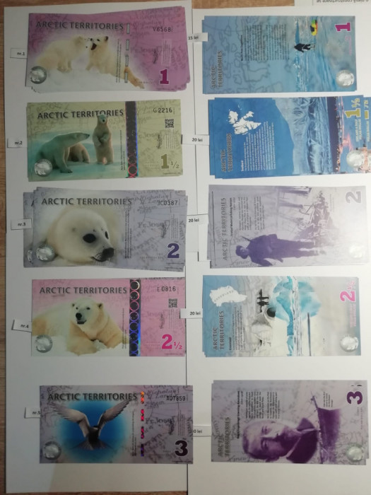 5 bancnote Fantezie Ocean Arctic 2012 UNC Necirculate