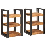 vidaXL Noptieră 2 pcs Maro și negru Lemn de mango solid