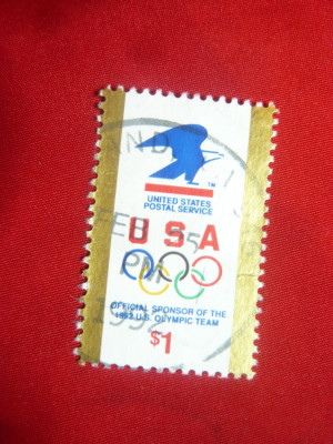 Serie -Serviciul Postal SUA -Sponsor Echipa Olimpica 1991 SUA ,1 valoare stamp. foto