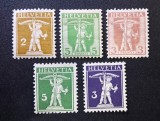Elveția (Helvetia) 1909&ndash;1921 - Lot de 5 Mărci Poștale Uzuale "Fiul lui Wilhelm Tell (Walter Tell) cu Arbaleta" - Cod: -OD1