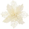 Set 10 ornamente pentru bradul de Craciun, stea Poinsettia, 16cm, crem