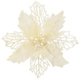 Set 10 ornamente pentru bradul de Craciun, stea Poinsettia, 16cm, crem Household NewTrend