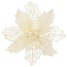 Set 10 ornamente pentru bradul de Craciun, stea Poinsettia, 16cm, crem Household NewTrend