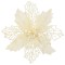 Set 10 ornamente pentru bradul de Craciun, stea Poinsettia, 16cm, crem