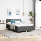 VidaXL Pat cu arcuri cu saltea Gri &icirc;nchis 160x200 cm Țesătură