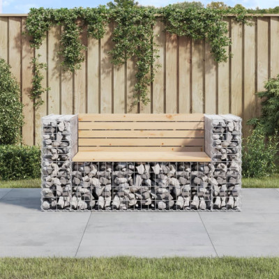 vidaXL Bancă de grădină, design gabion, 143x71x65,5cm, lemn masiv pin foto