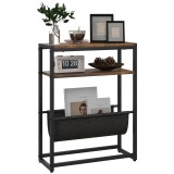HOMCOM Masa de cafea cu etajeră și suport pentru reviste structură din oțel design industrial - 43l x 18P x 56H cm | Aosom Romania