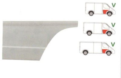 Panou reparatie usa Mercedes 207-410, 1977-1995 model scurt/mediu/lung, partea dreapta, inaltime 530 mm; parte inferioara,fata, cu 2 nervuri, foto