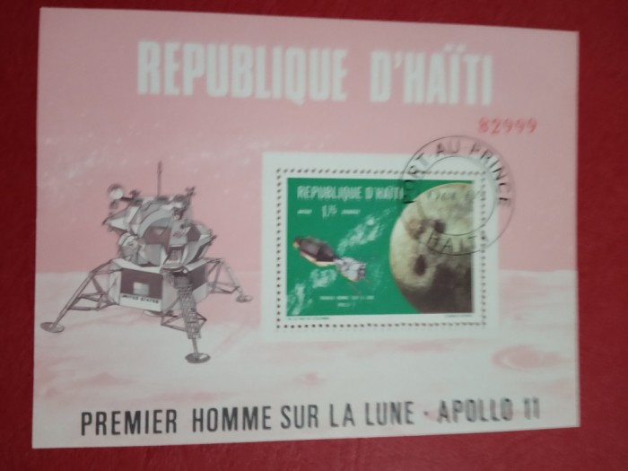 HAITI, APOLLO 11 - COLIȚĂ ȘTAMPILATĂ