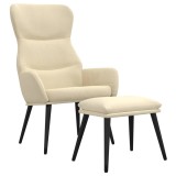 Cumpara ieftin Scaun de relaxare cu taburet, crem, textil